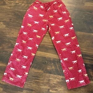 LL Bean Red Dogs Flannel Pajamas Lounge PJ Pants Womens XS